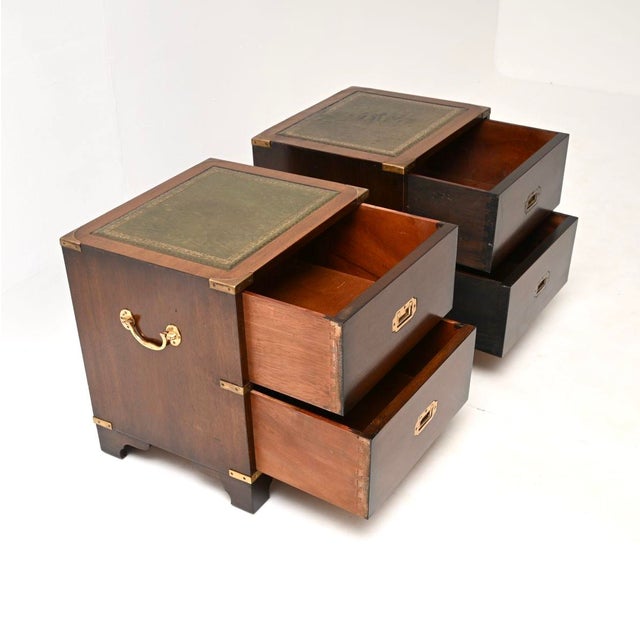 1950s Vintage Military Campaign Bedside Chests, 1950, Set of 2 For Sale - Image 5 of 11