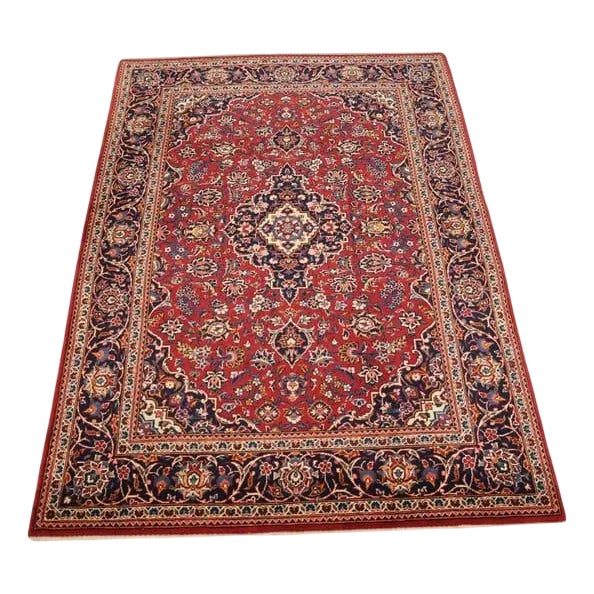 Middle Eastern Hand-Knotted Keschan Rug with Medallion For Sale