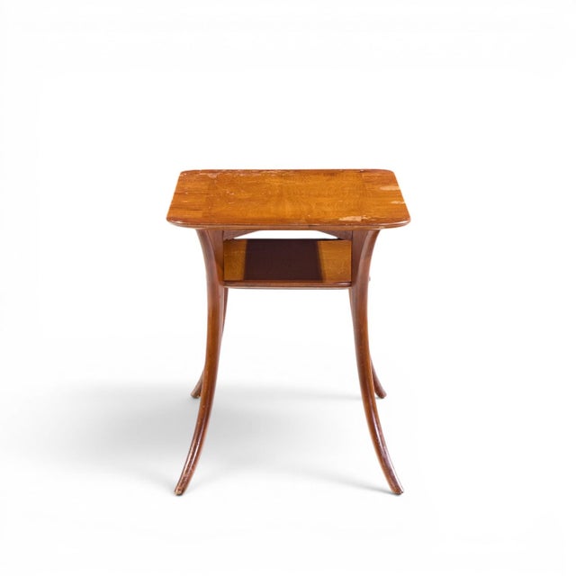 Mid 20th Century t.h. Robsjohn Gibbings for Widdicomb Mid Century Bleached Mahogany Sabre Side End Tables - Pair For Sale - Image 5 of 12
