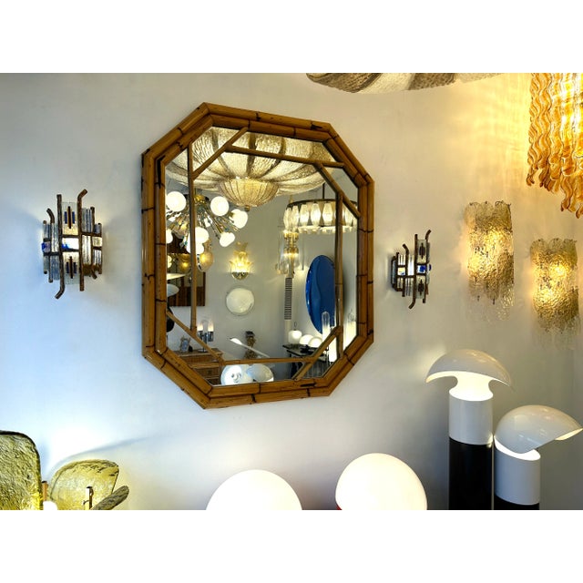Vivai del Sud Bamboo Octogonal Beaded Mirror by Vivai Del Sud. Italy, 1970s For Sale - Image 4 of 12
