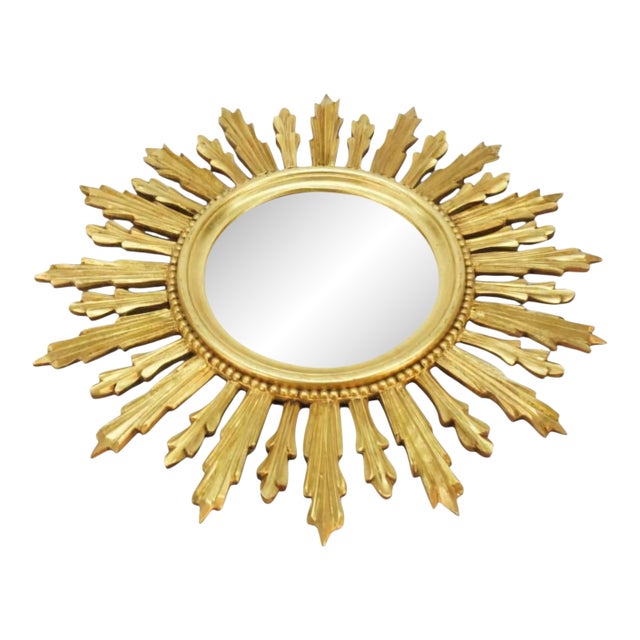 Giltwood Sunburst Wall Mirror, Hollywood Regency Style, c.1970s. For Sale