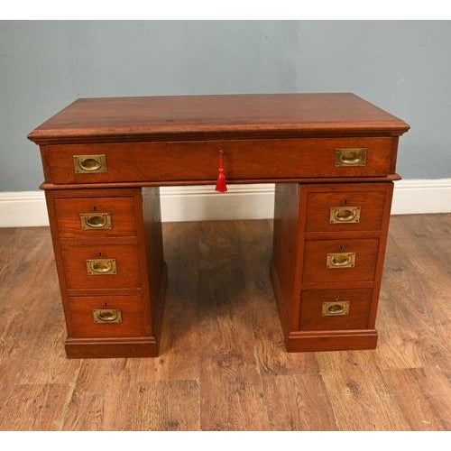 Military Campaign Pedestal Desk in Mahogany, 1880 For Sale - Image 9 of 15