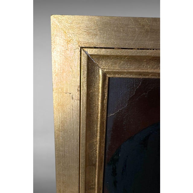 Mid 20th Century Italian Figurative Oil on Canvas Portrait of a Young Woman With Giltwood Frame For Sale - Image 16 of 18