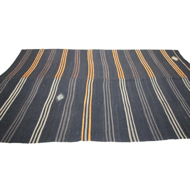 Contemporary 1960s Vintage Striped Goat Hair Kilim Rug- 7′10″ × 13′1″ For Sale - Image 3 of 7