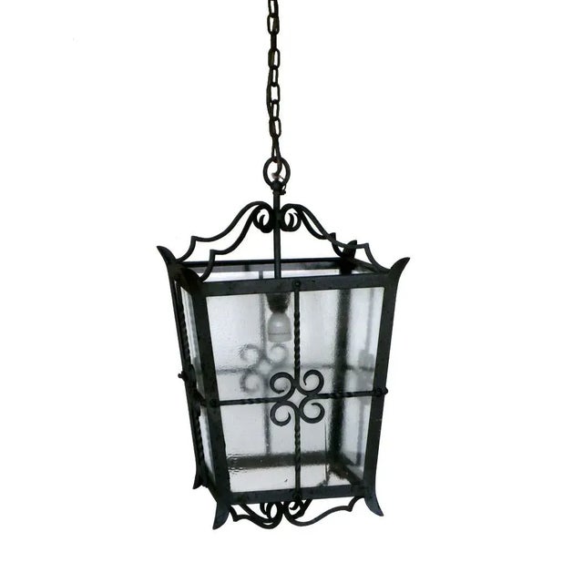 Wrought iron Glass perfect Perfect working order h with chain: 125 cm h lantern: 53 cm side: 45 cm European Plug (up to...