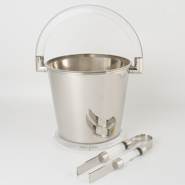 1980s Memphis Montagnani Firenze Modernist Barware Chrome and Lucite Ice Bucket For Sale - Image 11 of 18