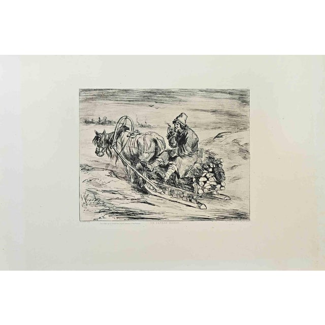 Michel Bachiloff, Un Paysan Russe, Etching, 1862 For Sale
