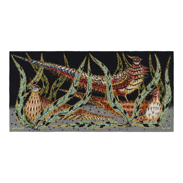 Signed Vintage Edmond Dubrunfaut Tapestry With Tree Pictorial | Rug & Kilim For Sale