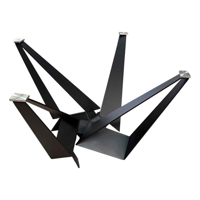 Modern Industrial Abstract Form Steel Dining Table Base For Sale