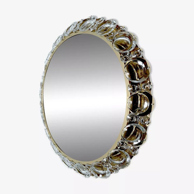 1960s Vintage Illuminated Crystal Brass Mirror from Palwa, 1960s For Sale - Image 5 of 18