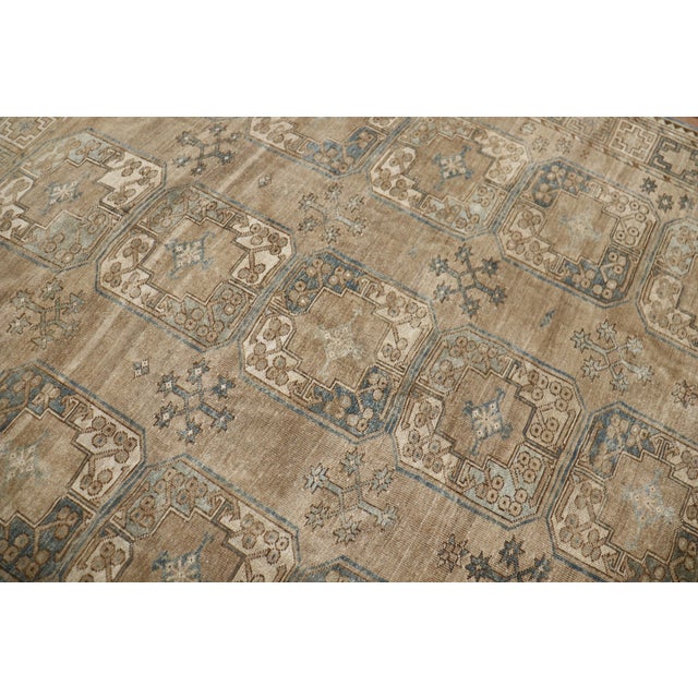 Early 20th Century Soft Brown Denim Blue Tribal Ersari Carpet - 7'4" x 9'8" For Sale - Image 4 of 6