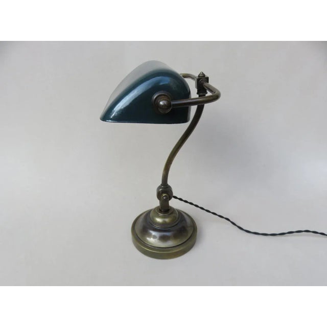 Art Nouveau Enameled Brass Banker's Lamp For Sale - Image 5 of 18