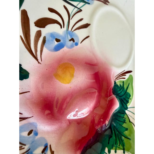 Vintage Italian Hand-Painted Floral Snack Plates With Cup Rests - Set of 8 For Sale - Image 4 of 13