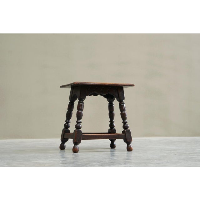 Rustic Stool or Side Table in Turned and Carved Oak, 19th Century For Sale - Image 9 of 14