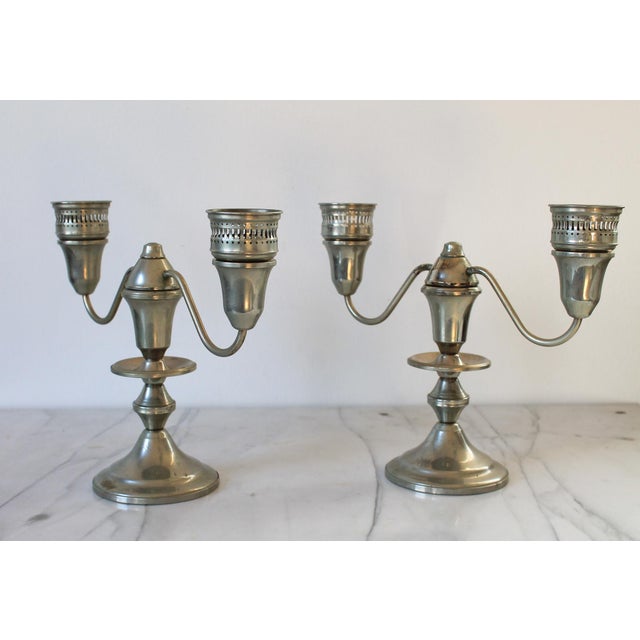 Metal Vintage Shrewsbury Holloware Candelabras - Taper Candle Holders - A Pair For Sale - Image 7 of 18