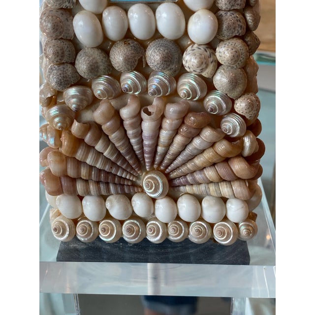 Vintage Lucite Shell Seashell Mirror Obelisk For Sale - Image 11 of 13