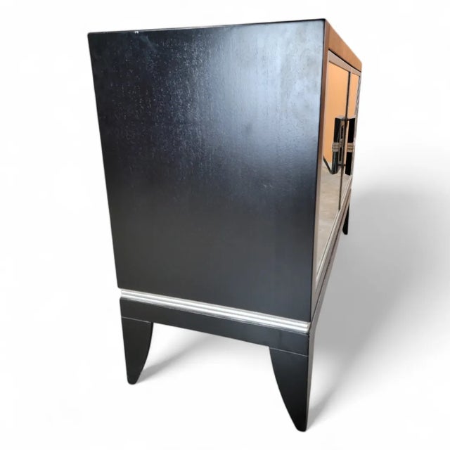 Vintage Contemporary Deco Style Ebonized Wood 2 Mirrored Door Credenza by Artmax For Sale In Chicago - Image 6 of 7