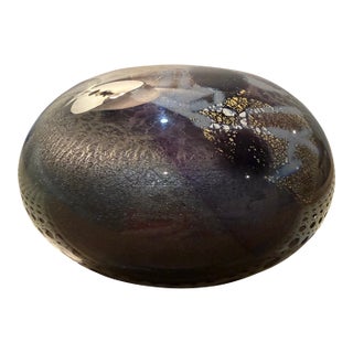 Isle of Wright Glass Azurene Gold Dome Paperweight For Sale