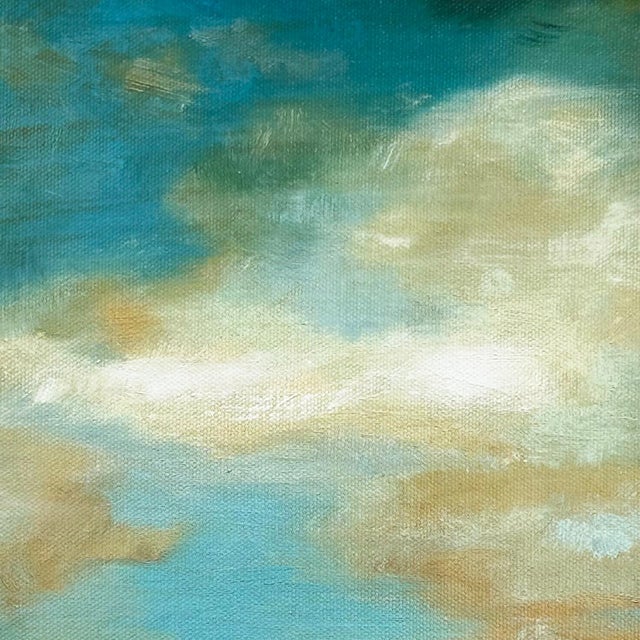 Contemporary Contemporary Plein Air "Clouds and Sky" Oil Painting in Vintage Gold Frame For Sale - Image 3 of 6