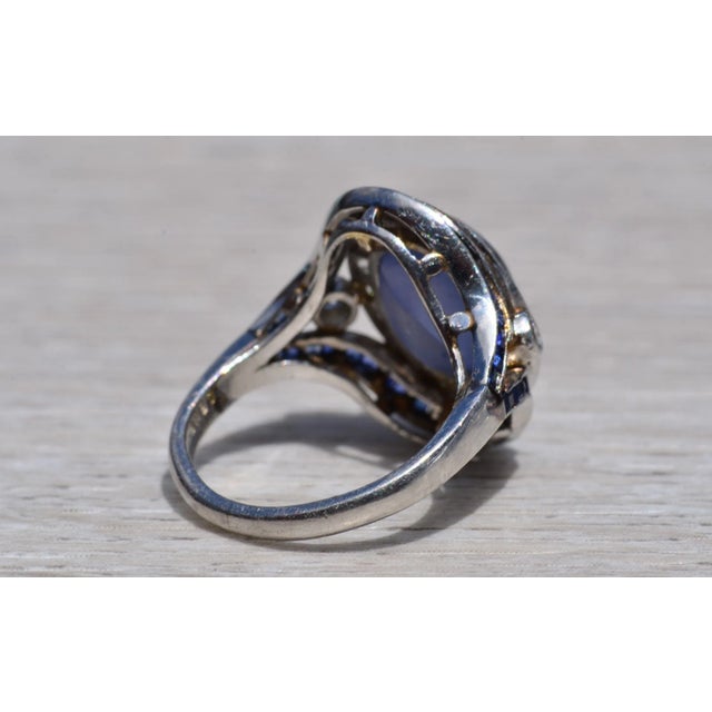Metal The Lathrop: Star Sapphire and Diamond Ring in Platinum For Sale - Image 7 of 11
