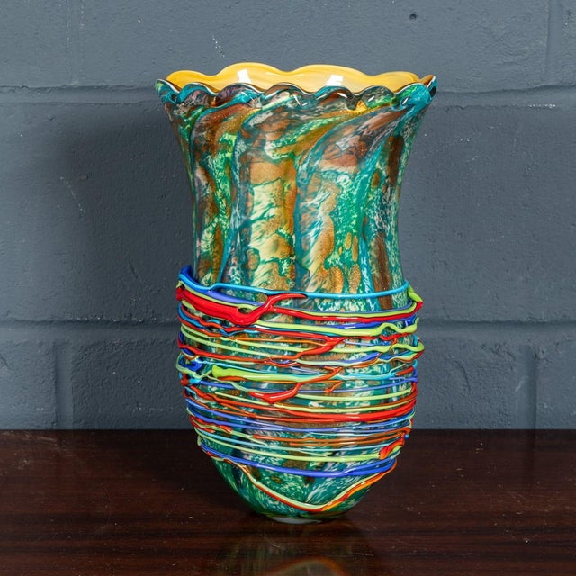 A 20th Century large and visually striking Murano art glass vase, dating to the late 20th century, of impressive scale and...