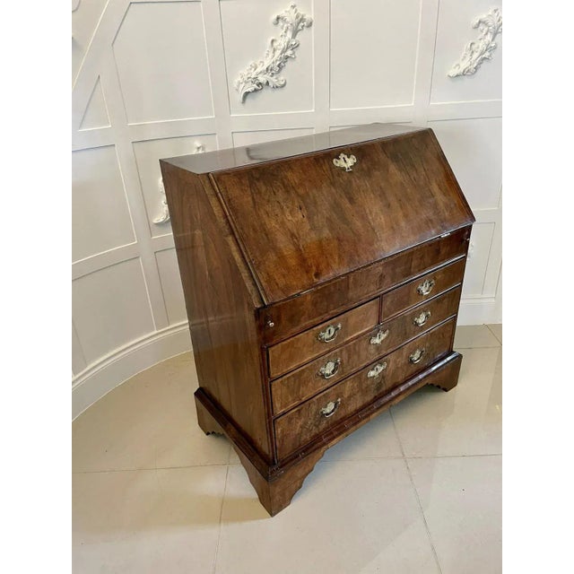 Brown Antique George I Figured Walnut Bureau For Sale - Image 8 of 18