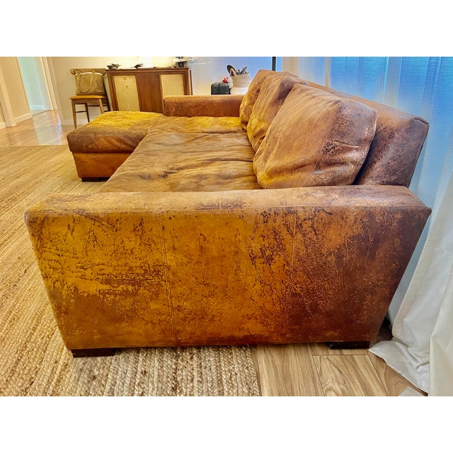 Contemporary Restoration Hardware Maxwell Leather Left Arm Sofa Chaise