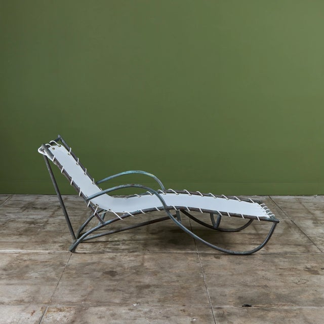 Early Walter Lamb Bronze & Canvas Patio Chaise Lounge For Sale In Los Angeles - Image 6 of 18