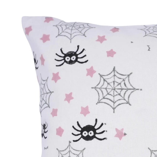 Modern Fabdivine Spider Web Handmade Block Print Pillow Cover for Halloween Decor Size 22x22 For Sale - Image 3 of 6