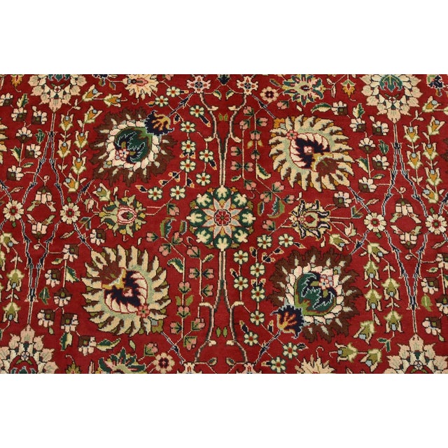 Tabriz Rug 10'2'' X 12'8'' Red Wool Vintage Traditional Hand-Knotted Carpet For Sale In Philadelphia - Image 6 of 15
