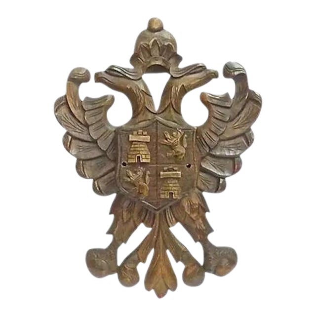 Antique Black Forest Eagle Crest Wall Plaque For Sale