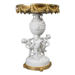 19th Century Napoleon III Bowl in Bisque Porcelain and Gilded Metal For Sale