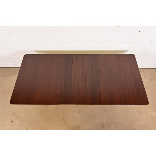 Baker Furniture Company Baker Furniture Style Georgian Mahogany Double Pedestal Extension Dining Table, Newly Refinished For Sale - Image 4 of 12