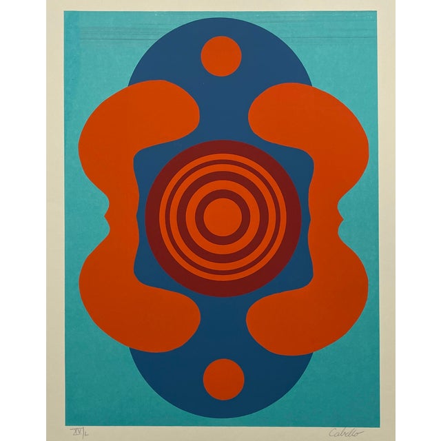 1980s abstract Rorschach type screenprint by Cabello. Pencil signed and numbered 15 of 50 in Roman numerals. Combined...