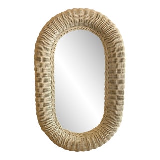 White Rattan Mirror Circa 1975 For Sale