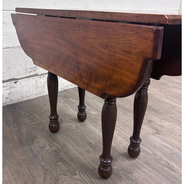 American Antique 19th Century Walnut Pembroke Drop Leaf Table For Sale - Image 3 of 10