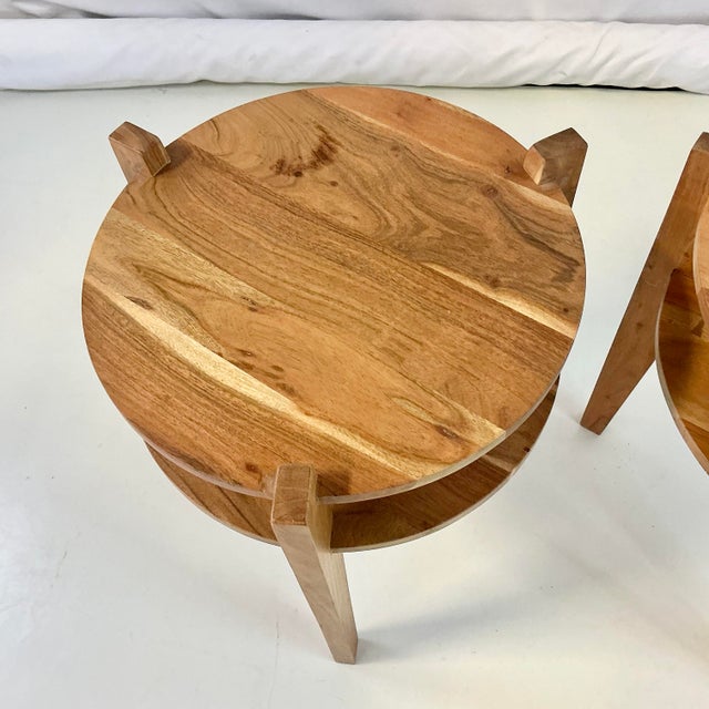 Chestnut Vintage Americana Rustic Southwestern Cedar Two Tiered Side Tables - A Pair. For Sale - Image 8 of 11