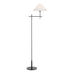 J. Randall Powers by Visual Comfort Signature Hackney Bridge Arm Floor Lamp in Bronze with Linen Shade