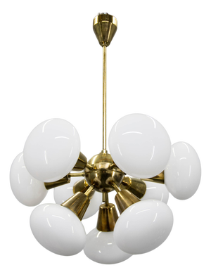 Sputnik Chandelier in Brass and Glass from Kamenicky Senov, 1970s
