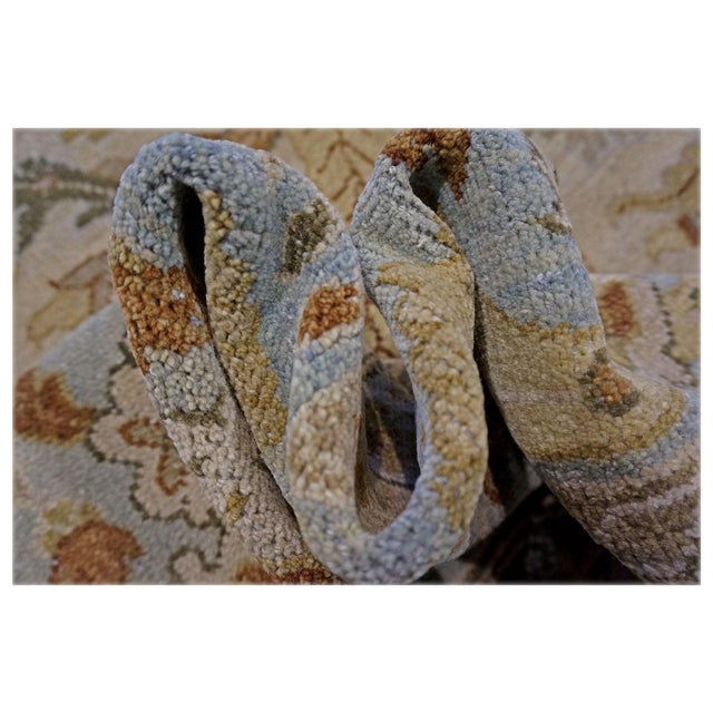 21st Century Sultanabad 10x14 Ivory, Tan, Green & Light Blue Handmade Area Rug #9902700 For Sale In Houston - Image 6 of 7