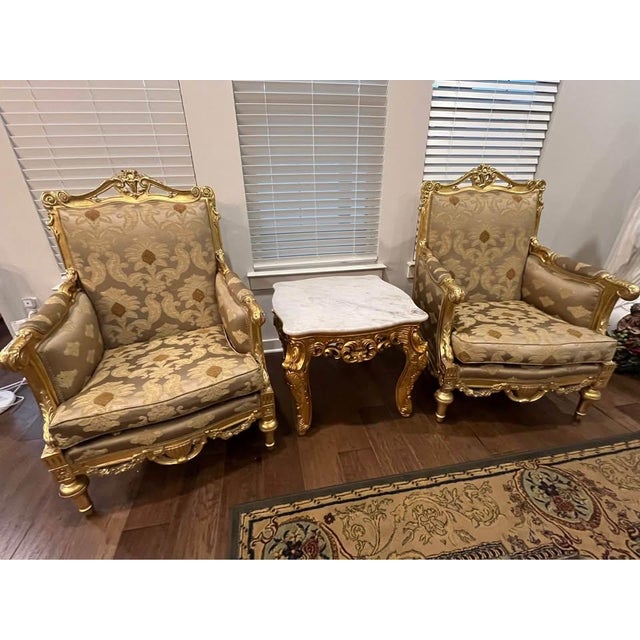 Baroque (2) Antique Italian Baroque Gold Accent Chairs For Sale - Image 3 of 3