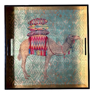Dromedary Square Tray in Lacquered Wood by Les Ottomans For Sale