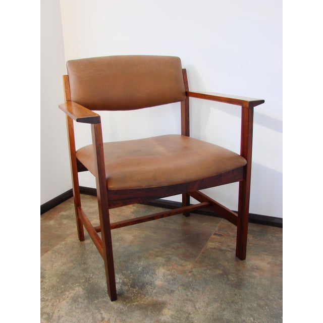 Vintage Scandinavian Armchair in Rosewood and Leather, 1960s For Sale - Image 11 of 14