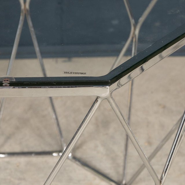 20th Century English Chrome & Glass Octagonal Side Tables, 1980s, Set of 2 For Sale - Image 11 of 16