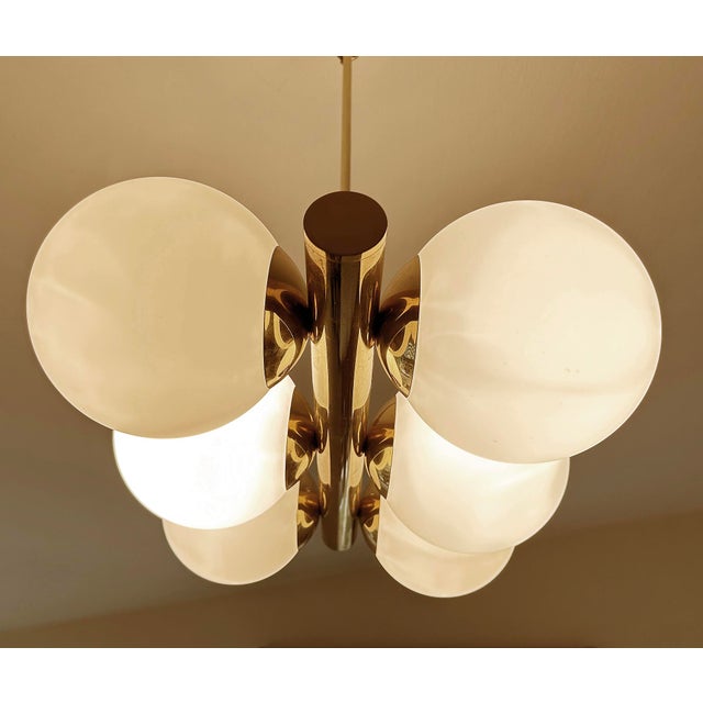 Vintage Glass Pendant Light in the style of Stilnovo, 1950s For Sale - Image 16 of 18