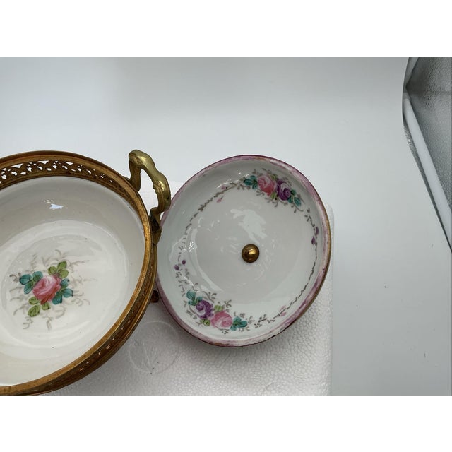 19th-Century French Sèvres Porcelain & Gilt Bronze Ormolu Covered Compote For Sale - Image 6 of 9