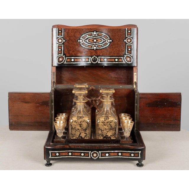 19th Century French Marquetry Tantalus Cordial Decanter Set - Set of 11 For Sale - Image 9 of 18