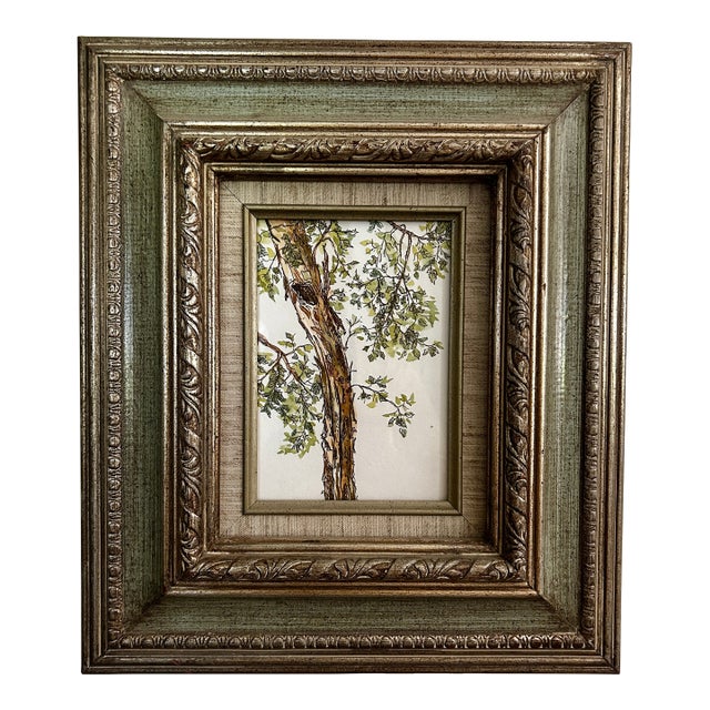 Original Watercolor Small Painting “Eucalyptus Tree” Framed For Sale