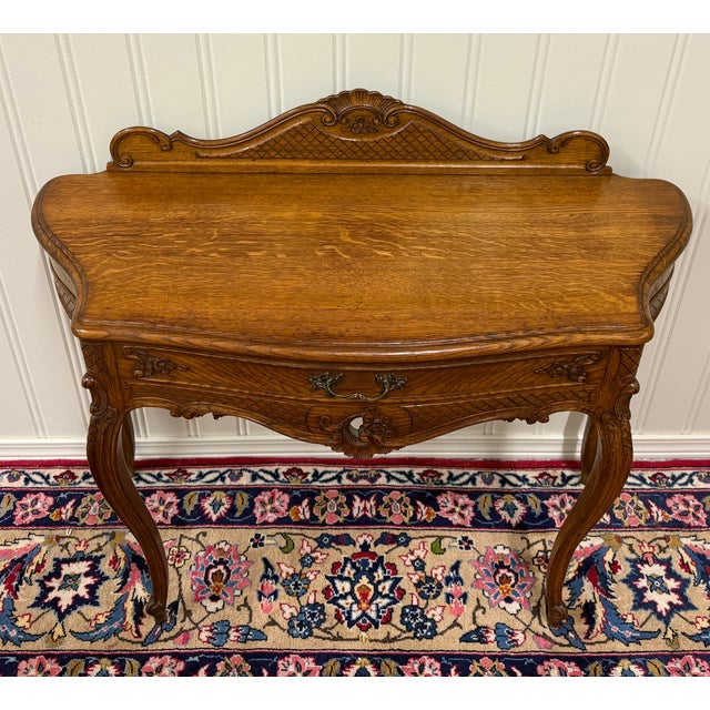 Antique French Oak Louis XV Style Entry Console or Hall Table With Drawer c.1930 For Sale - Image 16 of 18