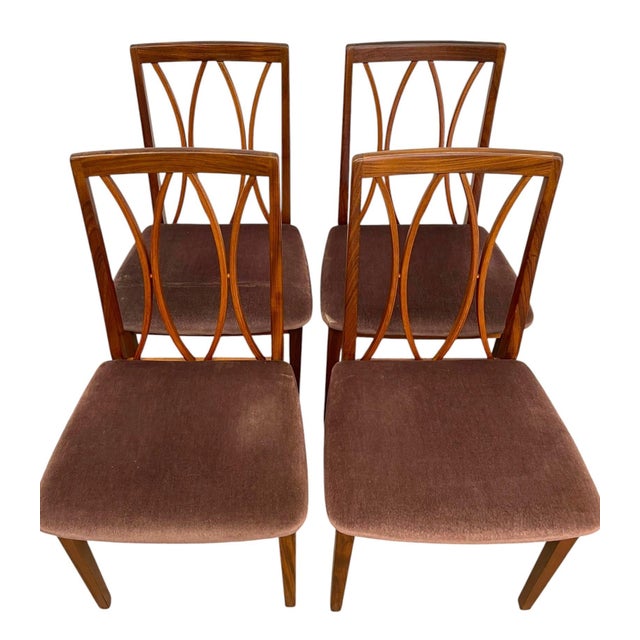 1970s Set of 4 Mid Century Modern Dining Chairs With Sculptural Back Design, Uk Import For Sale - Image 5 of 9